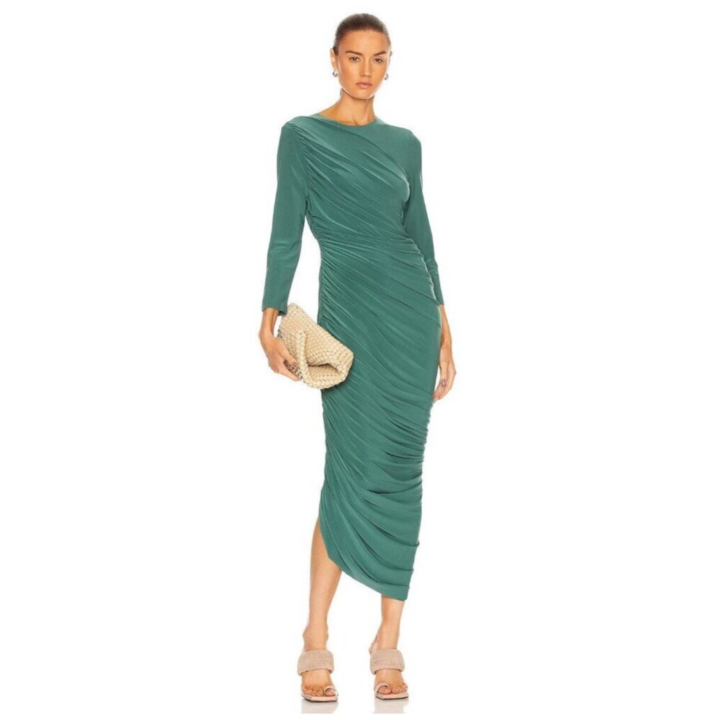 Norma Kamali | Long Sleeve Diana Dress Gown In Mountain Green Size S/36